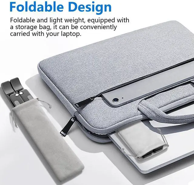 Alt view image 4 of 7 - KEHIPI Laptop Stand for Desk, Aluminum Metal MacBook Stand, Computer Riser for Desk, Portable Foldable Adjustable Notebook Holder, Compatible with 10-15.6 Inch Laptops, iPad, Black.