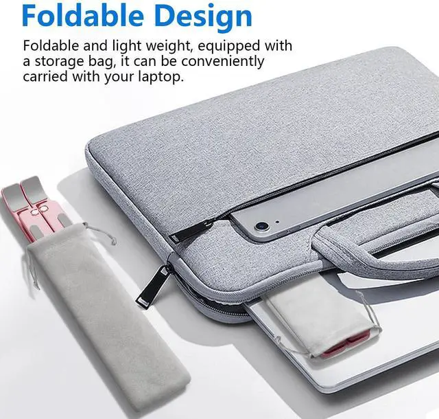 Alt view image 7 of 7 - KEHIPI  Laptop Stand for Desk, Aluminum Metal MacBook StandComputer Riser for Desk, Portable Foldable Adjustable Notebook Holder, Compatible with 10-15.6 Inch Laptops, iPad, Rose Gold.