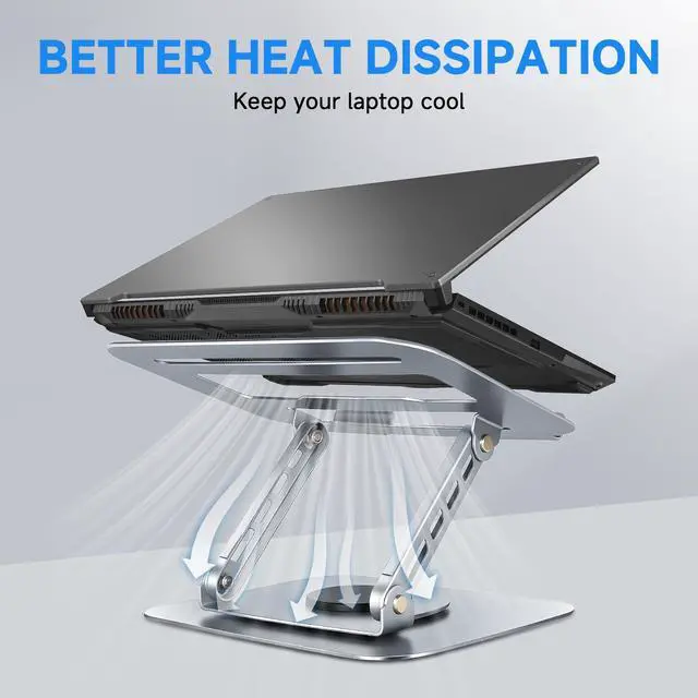 Alt view image 6 of 7 - KEHIPI Laptop Stand for Desk, Ergonomic 360° Rotating Aluminum Laptop Riser, Adjustable Notebook Holder Compatible with MacBook Air/Pro, Dell, HP, Lenovo (10-15.6 Inch, Silver)