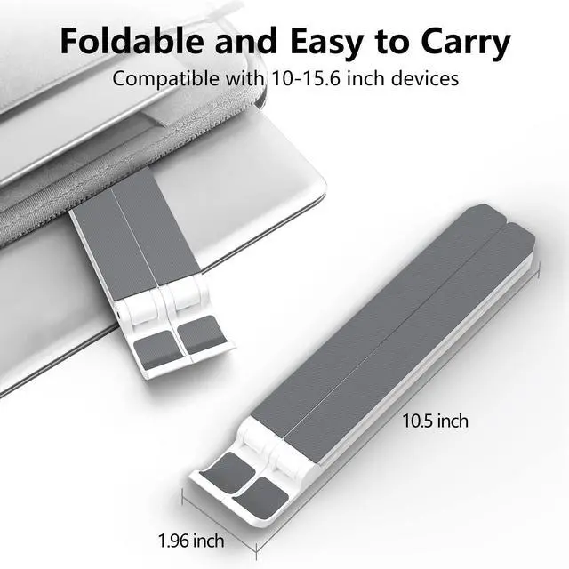 Alt view image 4 of 7 - KEHIPI Laptop Stand for Desk, Adjustable Laptop Riser Foldable Portable Laptop Holder, Ventilated Cooling Notebook Stand for 10-15.6 Laptop,Tablet-White