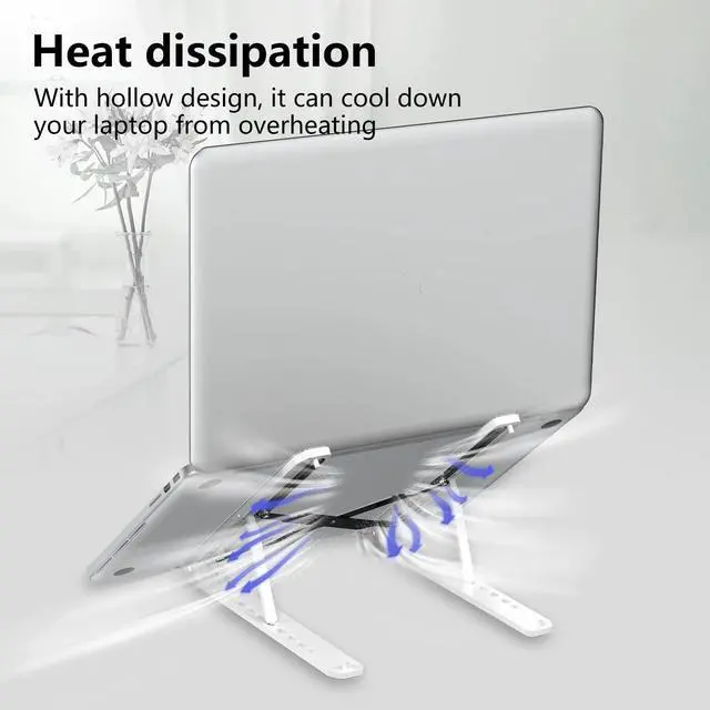 Alt view image 7 of 7 - KEHIPI Laptop Stand for Desk, Adjustable Laptop Riser Foldable Portable Laptop Holder, Ventilated Cooling Notebook Stand for 10-15.6 Laptop,Tablet-White