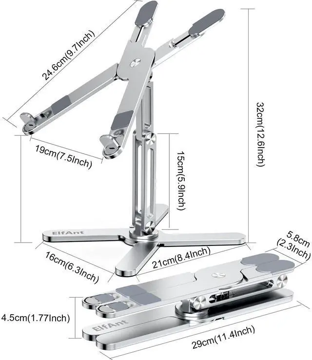 Alt view image 5 of 6 - KEHIPI Laptop Stand 360 Degree Rotation Adjustable Portable for 10" - 17" Laptop Tablet
