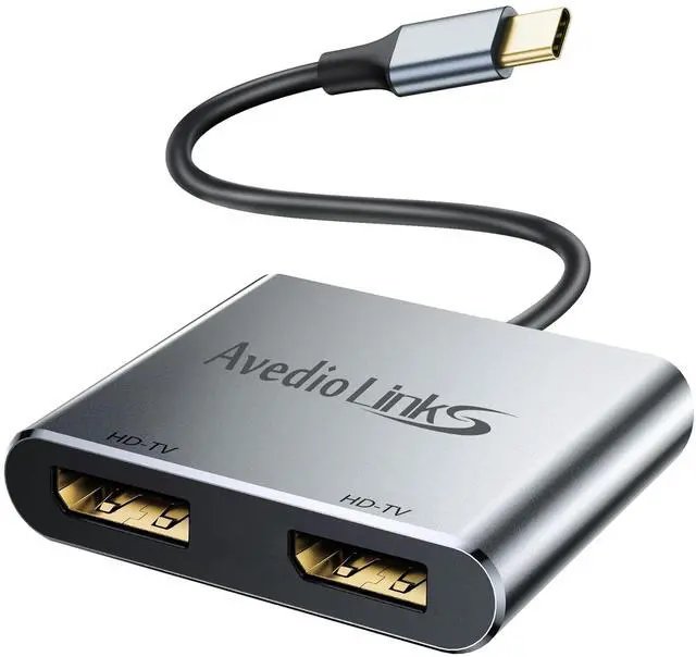 Main image of KEHIPI USB C to Dual DisplayPort Adapter, Dual 4K@60Hz, Single Display 4K@144Hz Type C to DP Dual Monitor Converter, Compatible for Dell XPS 13 15,Lenovo Yoga, Sumsung,Chromebook,HP,Lenovo(Grey)