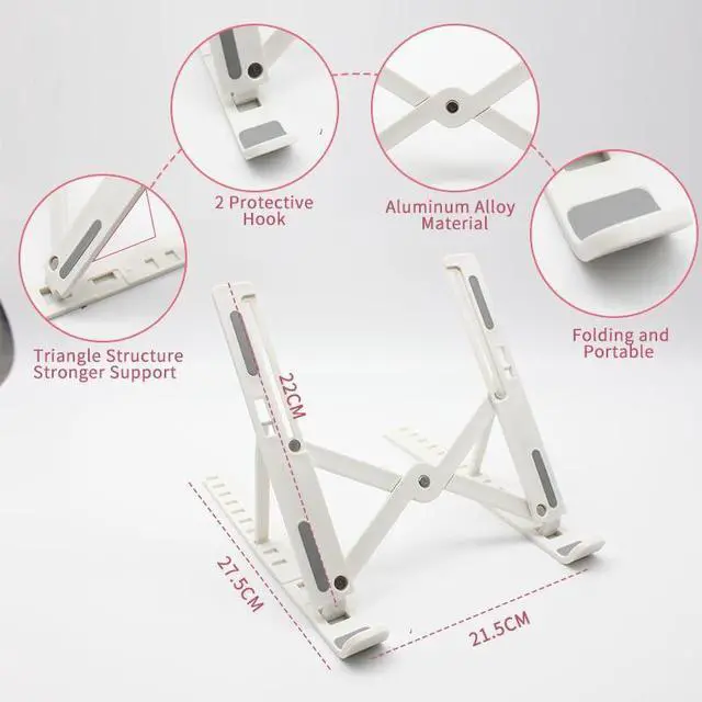 Alt view image 2 of 7 - KEHIPI Adjustable Laptop Holder Riser Computer Stand for Desk and Notebook with Phone Stand, White