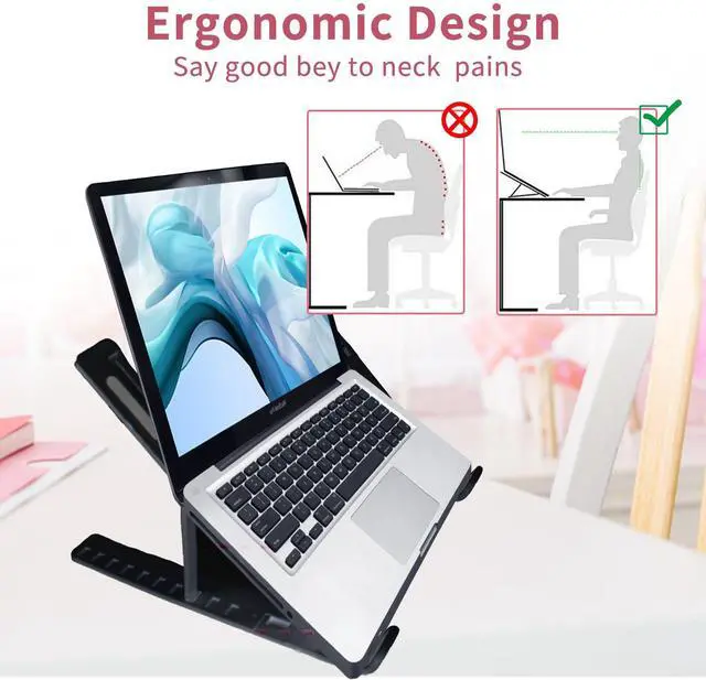 Alt view image 3 of 7 - KEHIPI Adjustable Laptop Holder Riser Computer Stand for Desk and Notebook with Phone Stand, White