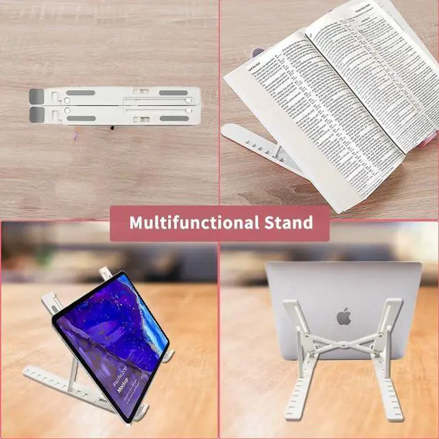 Alt view image 5 of 7 - KEHIPI Adjustable Laptop Holder Riser Computer Stand for Desk and Notebook with Phone Stand, White