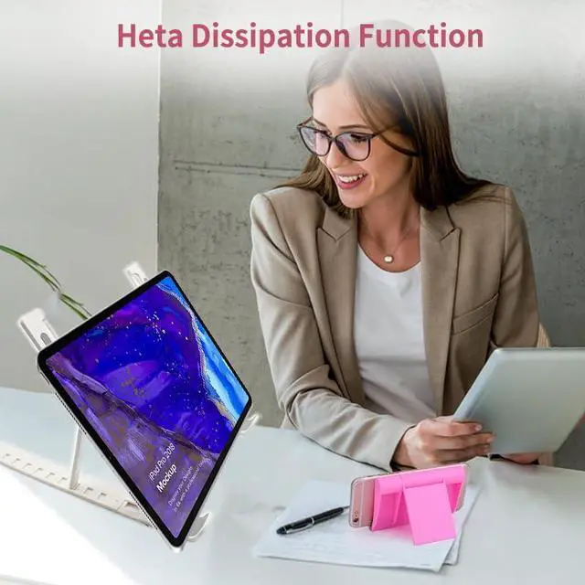 Alt view image 6 of 7 - KEHIPI Adjustable Laptop Holder Riser Computer Stand for Desk and Notebook with Phone Stand, White