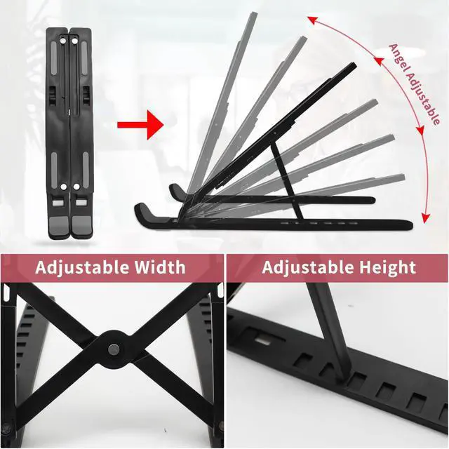 Alt view image 7 of 7 - KEHIPI Adjustable Laptop Holder Riser Computer Stand for Desk and Notebook with Phone Stand, White