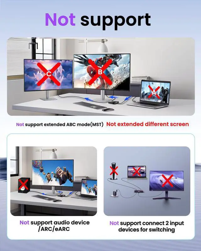 Alt view image 2 of 7 - KEHIPI 8K HDMI Splitter 1 in 2 Out w/ 4ft 8K Hdmi Cable (Not Extended Display), Mirror Only, 4K@120Hz HDMI 2.1 Splitter for Monitor, TV, Support HDCP2.3, 48Gbps, VRR, ALLM, Dol-by Vision, Atmos