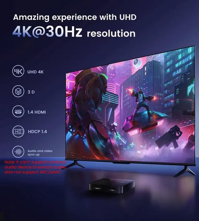 Alt view image 5 of 7 - KEHIPI HDMI Splitter 1 in 2 Out [w/ 4 Ft Hdmi Cable]Not for Extended Display-Mirror Same Screen Only, 4K 1x2 HDMI Splitter 1 to 2 for 3D 1080P@60Hz, Copy 1 Source to 2 Displays at The Same Time