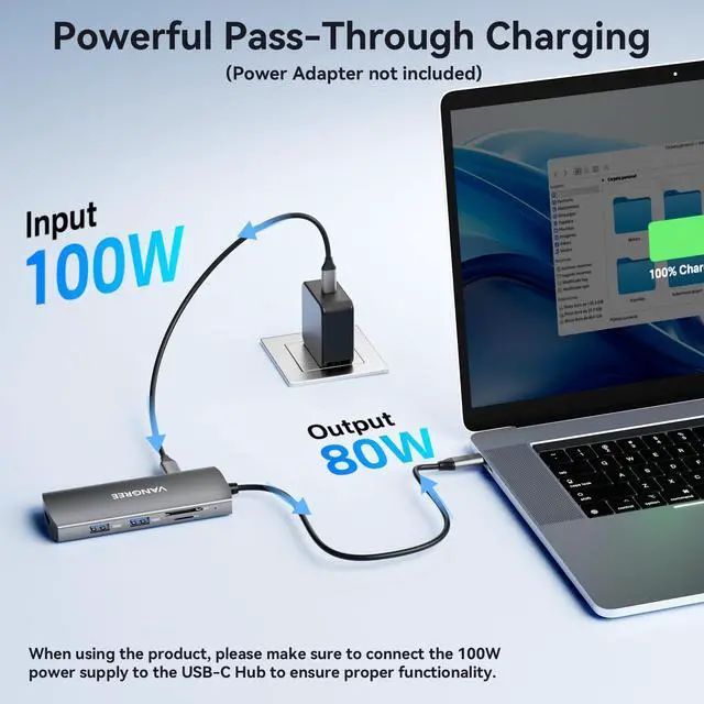 Alt view image 6 of 7 - KEHIPI USB C Video Output Hub, 3 USB-C & 2 USB-A 3.2 10Gbps Ports, 4K@60Hz HDMI, 100W PD, SD/TF, USBC Splitter Dual Monitor Adapter for MacBook Pro/Air, iMac, iPad Pro,XPS,Surface, Galaxy S22,Samsung