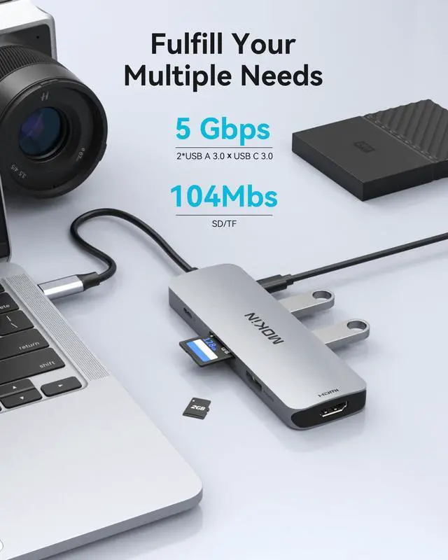 Alt view image 5 of 7 - KEHIPI USB C Docking Station Dual Monitor, USB C to Dual HDMI Adapter, 8 in 1 Laptop Docking Station with 2 HDMI(4K @60Hz), PD Charging, USB A&C 3.0 Ports, SD/TF for Dell/HP/Lenovo/Surface/Yoga etc