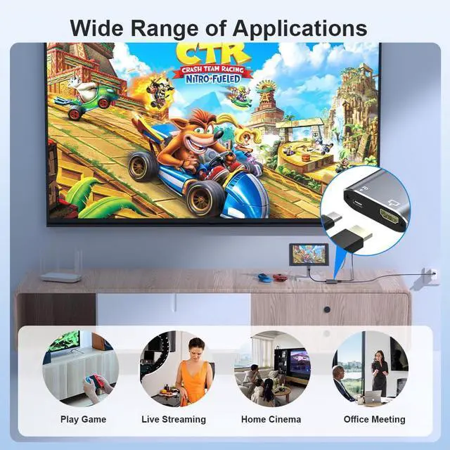 Alt view image 5 of 7 - KEHIPI USB C to HDMI 2-in-1 Adapter, Thunderbolt 3 to HDMI Adapter, USB C Hub with PD Charging, Durable Design for MacBook, iPad, iPhone, High-Speed Data Transfer & Power Delivery (Grey)