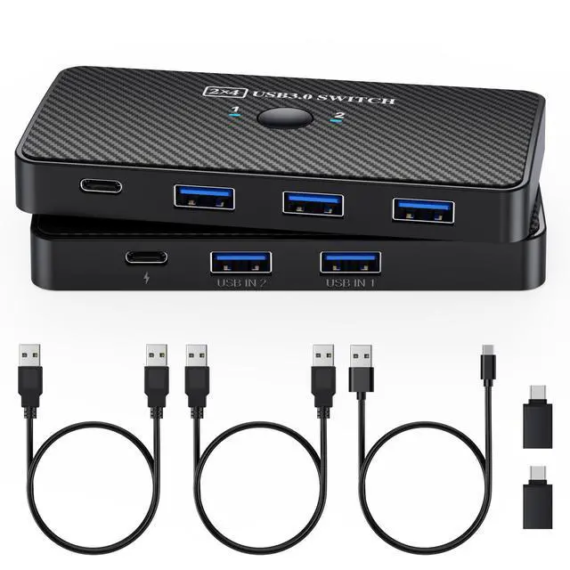 Alt view image 2 of 6 - KEHIPI USB 3.0 Switch USB Switch 2 Computers Share 3*USB 3.0 and 1*USB C Peripherals for PC Printer, Scanner Mouse Keyboard USB KVM Switch Compatible with Windows, Mac, Linux