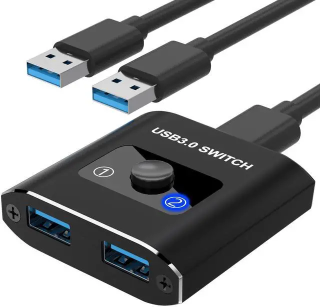 Main image of KEHIPI USB Switch, Bi-Directional USB 3.0 Switch 2 in 1 Out/ 1 in 2 Out, USB Switcher 2 Computers Share 1 Devices for Printer, Keyboard, Scanner, Mouse, Compatible with Mac/Win/Linux