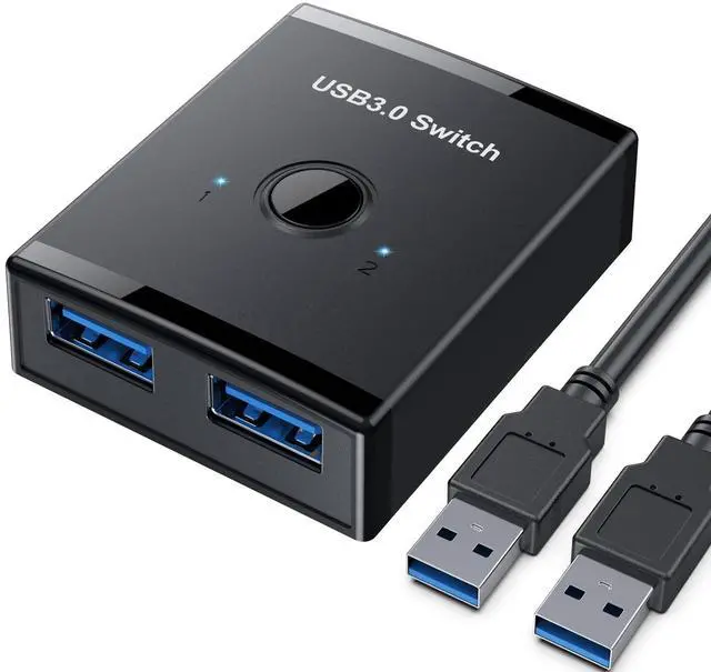 Main image of KEHIPI USB 3.0 Switch, Bi-Directional USB Switch 2 in 1 Out / 1 in 2 Out, USB Switcher 2 Computers Share Keyboard Mouse Scanner Printer, USB KVM Switch Compatible with Mac/Windows/Linux