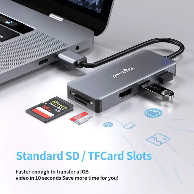 Alt view image 3 of 7 - KEHIPI USB to HDMI Adapter, 5-in-1 USB hub 3.0 with HDMI 1080p for Extended Monitor PC Laptop Desktop, 2 USB Ports, SD and Micro SD Card Reader Support Windows, MACOS