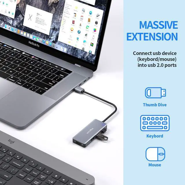Alt view image 5 of 7 - KEHIPI USB to HDMI Adapter, 5-in-1 USB hub 3.0 with HDMI 1080p for Extended Monitor PC Laptop Desktop, 2 USB Ports, SD and Micro SD Card Reader Support Windows, MACOS
