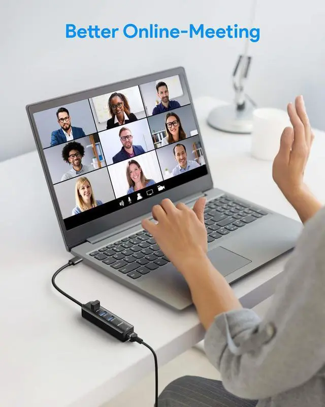 Alt view image 6 of 7 - KEHIPI USB C to Ethernet Adapter, 4-in-1 RJ45 to USB-C/Thunderbolt 3 to Gigabit Ethernet LAN Network Adapter for MacBook Pro/Air 2021/2020/2019, iPad Pro 2021, Chromebook, XPS, Surface 3/2/Go-Black