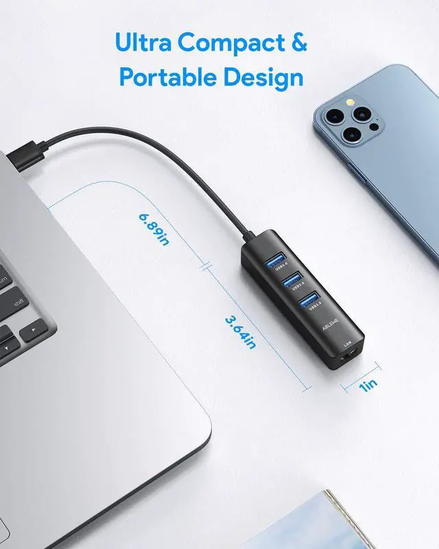 Alt view image 7 of 7 - KEHIPI USB C to Ethernet Adapter, 4-in-1 RJ45 to USB-C/Thunderbolt 3 to Gigabit Ethernet LAN Network Adapter for MacBook Pro/Air 2021/2020/2019, iPad Pro 2021, Chromebook, XPS, Surface 3/2/Go-Black