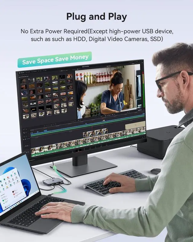 Alt view image 6 of 7 - KEHIPI USB Switch, Aluminum USB Switcher 2 Computers Sharing 4 USB Devices for PC Printer Scanner Mouse Keyboard with 2 Pack USB 3.0 Cable