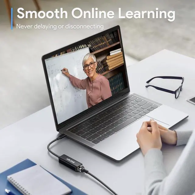 Alt view image 3 of 7 - KEHIPI USB C to Ethernet Adapter, Type-C to RJ45 Gigabit Ethernet Dongle, Thunderbolt 3 to RJ45 LAN Network Adapter Compatible for MacBook Pro 2017 and More, MacBook Air, Dell XPS, iPad Pro (Black)