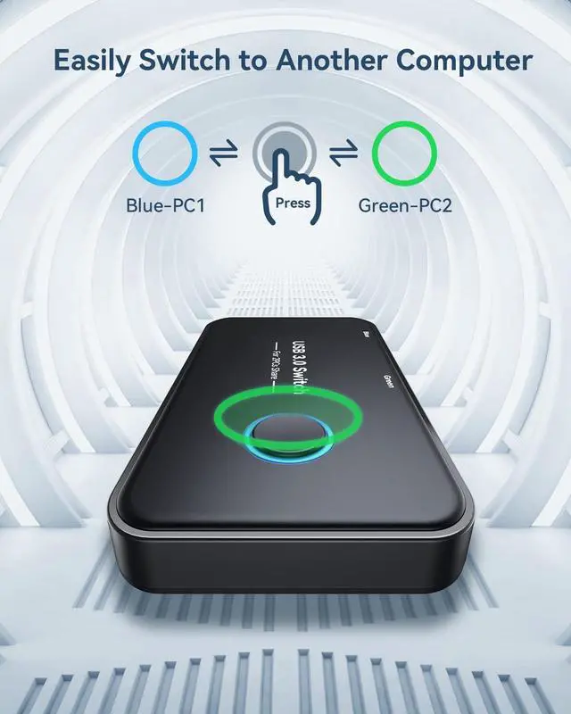 Alt view image 5 of 7 - KEHIPI USB 3.0 Switch, KVM Switch Selector 2 Computers Sharing 4 Devices KVM Switcher for PC, Printer, Scanner, Mouse, Keyboard with 2 Pack USB Cable,1 Micro USB Power Cable