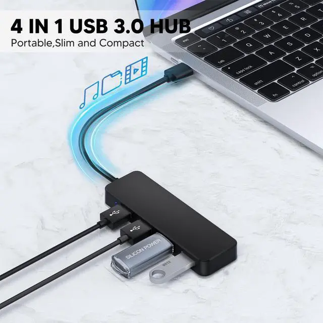 Alt view image 2 of 7 - KEHIPI 4 Port USB 3.0 Hub,USB Hub Splitter,Suitable for laptops Windows Linux,PC,Xbox, Flash Drives, Hard Drives, Consoles and Printers.