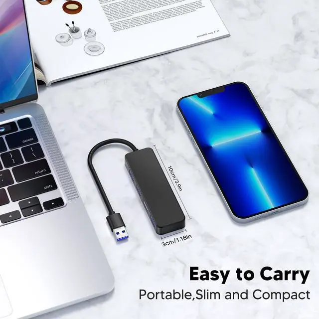 Alt view image 3 of 7 - KEHIPI 4 Port USB 3.0 Hub,USB Hub Splitter,Suitable for laptops Windows Linux,PC,Xbox, Flash Drives, Hard Drives, Consoles and Printers.