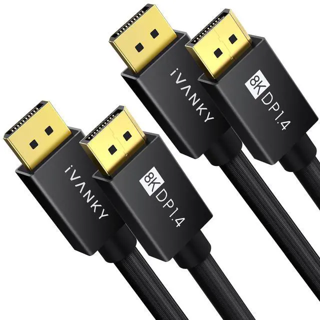 Main image of KEHIPI 8K DisplayPort 1.4 Cable, [2 Pack, 6ft] High Speed DP Cable, [8K@60Hz, 4K@144Hz, 2K@240Hz] HBR3 Support 32.4Gbps, HDR, HDCP, High Speed Display Port Cord for Gaming Monitor,Graphics,PC,Laptop