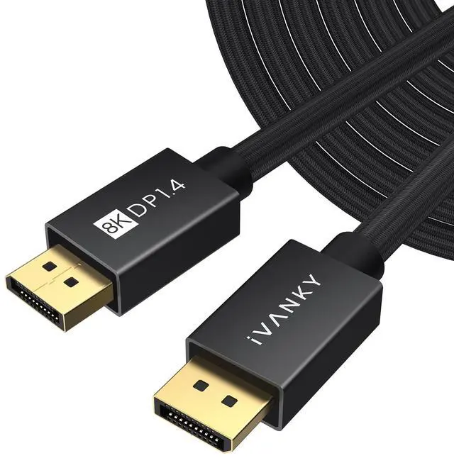 Main image of KEHIPI DisplayPort Cable 1.4, 8K DP Cable 25ft [8K@60Hz, 4K@144Hz, 1080P@240Hz], Support HBR3, 32.4Gbps, HDCP 2.2, HDR, Compatible for Gaming Monitor, TV, PC, Laptop and More, Black-25ft