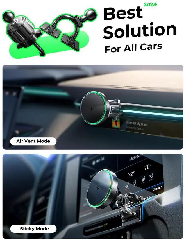 Alt view image 3 of 7 - KEHIPI  for Qi2 15W MagSafe Car Mount Charger,Super Fast Magnetic Wireless Car Charger for iPhone 16 Pro Max AccessoriesQi2 Fast Charging MagSafe Charger Fits iPhone 17 Pro Max 16 15 14 13 12 Series