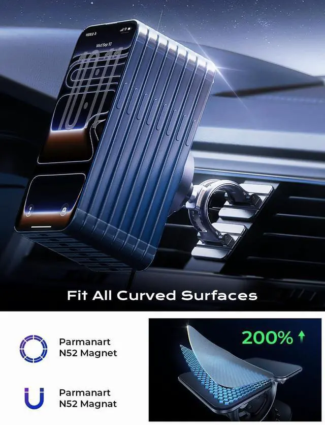 Alt view image 5 of 7 - KEHIPI  for Qi2 15W MagSafe Car Mount Charger,Super Fast Magnetic Wireless Car Charger for iPhone 16 Pro Max AccessoriesQi2 Fast Charging MagSafe Charger Fits iPhone 17 Pro Max 16 15 14 13 12 Series