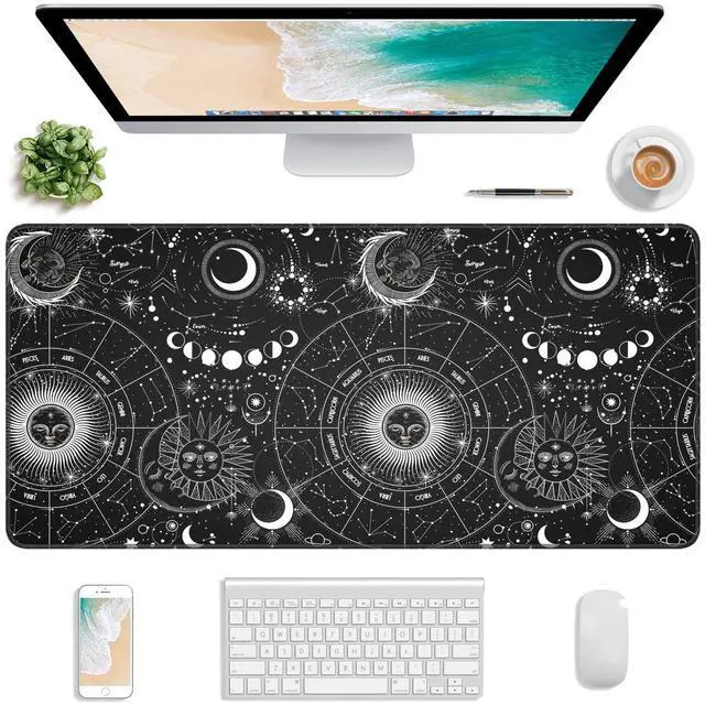Main image of KEHIPI Extended Gaming Mouse Pad, XXL Large Desk Pad 30 x 14 Inch, Big Computer Keyboard Mousepad, Waterproof Mouse Mat with Stitched Edges and Non-Slip Base for Women Office Gaming, Sun Moon