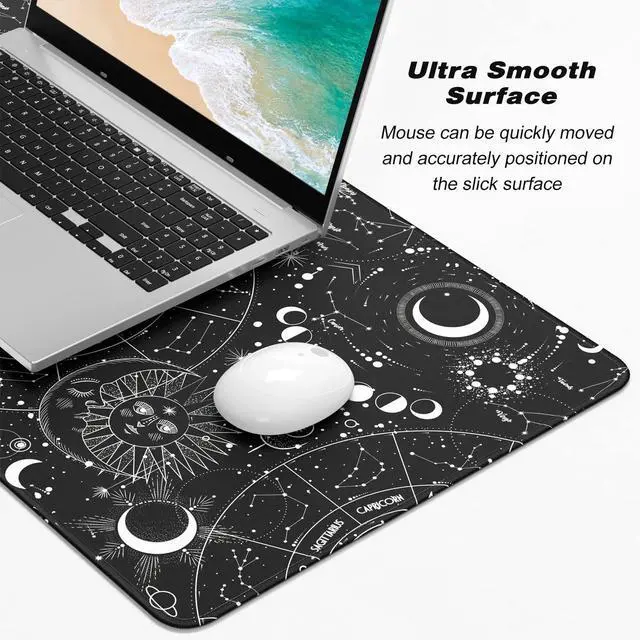 Alt view image 3 of 7 - KEHIPI Extended Gaming Mouse Pad, XXL Large Desk Pad 30 x 14 Inch, Big Computer Keyboard Mousepad, Waterproof Mouse Mat with Stitched Edges and Non-Slip Base for Women Office Gaming, Sun Moon