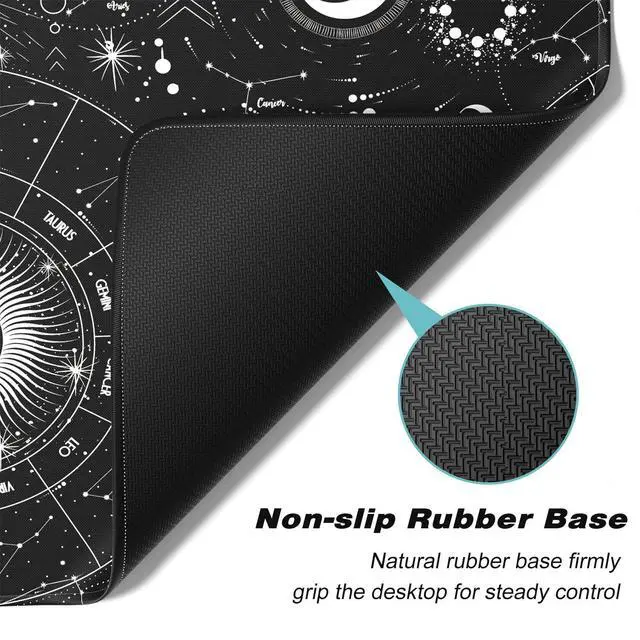 Alt view image 4 of 7 - KEHIPI Extended Gaming Mouse Pad, XXL Large Desk Pad 30 x 14 Inch, Big Computer Keyboard Mousepad, Waterproof Mouse Mat with Stitched Edges and Non-Slip Base for Women Office Gaming, Sun Moon