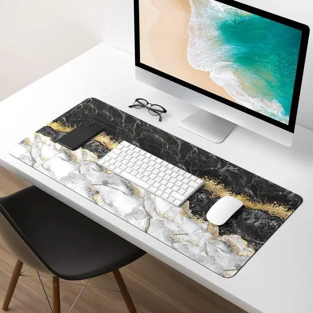 Alt view image 7 of 7 - KEHIPI Extended Gaming Mouse Pad, XXL Large Mouse Mat 30 x 14 Inch, Big Computer Keyboard Mousepad, Waterproof Desk Pad with Stitched Edges and Non-Slip Base for Office Gaming, Black Cracked Marble