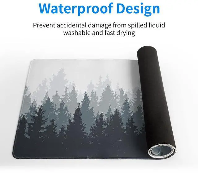 Alt view image 4 of 7 - KEHIPI Desk Mat,Large Mouse Pad 31.5x11.8 Inch XL Extended Gaming Mouse Pad Mat with Non-Slip Base Stitched Edges Mousepad for Computer,Office,Keyboard and Laptop - Fog Misty Forest