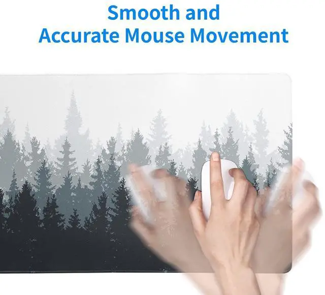 Alt view image 7 of 7 - KEHIPI Desk Mat,Large Mouse Pad 31.5x11.8 Inch XL Extended Gaming Mouse Pad Mat with Non-Slip Base Stitched Edges Mousepad for Computer,Office,Keyboard and Laptop - Fog Misty Forest