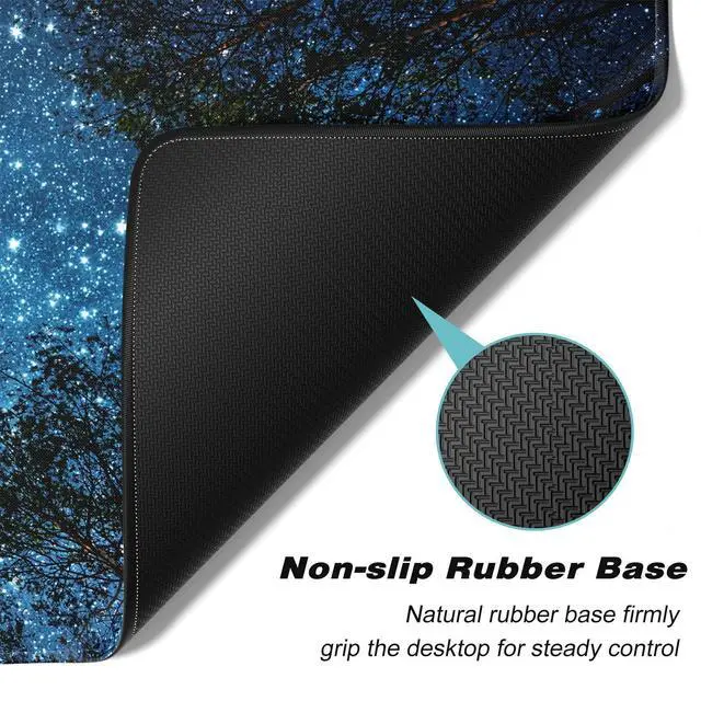 Alt view image 4 of 7 - KEHIPI Extended Gaming Mouse Pad, XXL Large Mouse Mat 30 x 14 Inch, Big Computer Keyboard Mousepad, Waterproof Desk Pad with Stitched Edges and Non-Slip Base for Women Office Gaming, Galaxy Tree