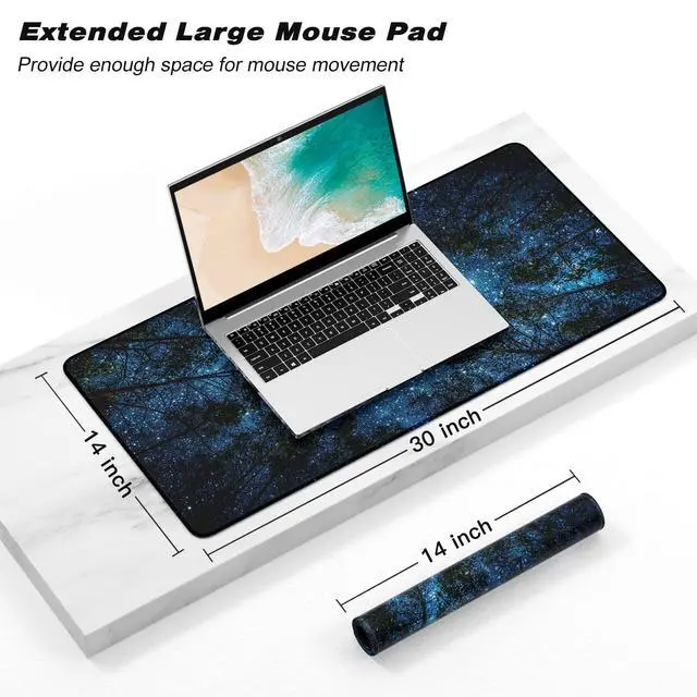 Alt view image 2 of 7 - KEHIPI Extended Gaming Mouse Pad, XXL Large Mouse Mat 30 x 14 Inch, Big Computer Keyboard Mousepad, Waterproof Desk Pad with Stitched Edges and Non-Slip Base for Women Office Gaming, Galaxy Tree