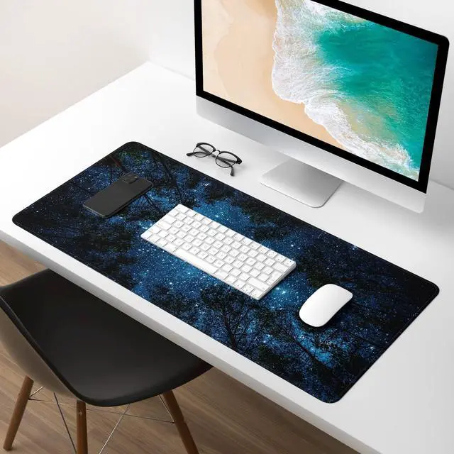 Alt view image 7 of 7 - KEHIPI Extended Gaming Mouse Pad, XXL Large Mouse Mat 30 x 14 Inch, Big Computer Keyboard Mousepad, Waterproof Desk Pad with Stitched Edges and Non-Slip Base for Women Office Gaming, Galaxy Tree