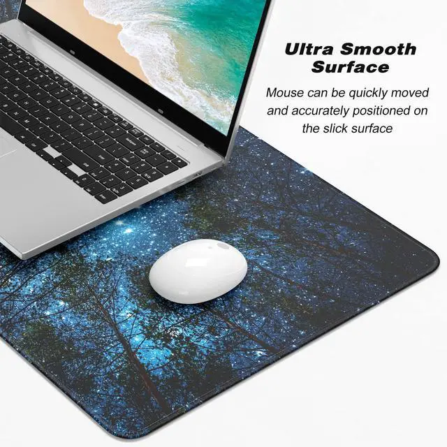 Alt view image 3 of 7 - KEHIPI Extended Gaming Mouse Pad, XXL Large Mouse Mat 30 x 14 Inch, Big Computer Keyboard Mousepad, Waterproof Desk Pad with Stitched Edges and Non-Slip Base for Women Office Gaming, Galaxy Tree