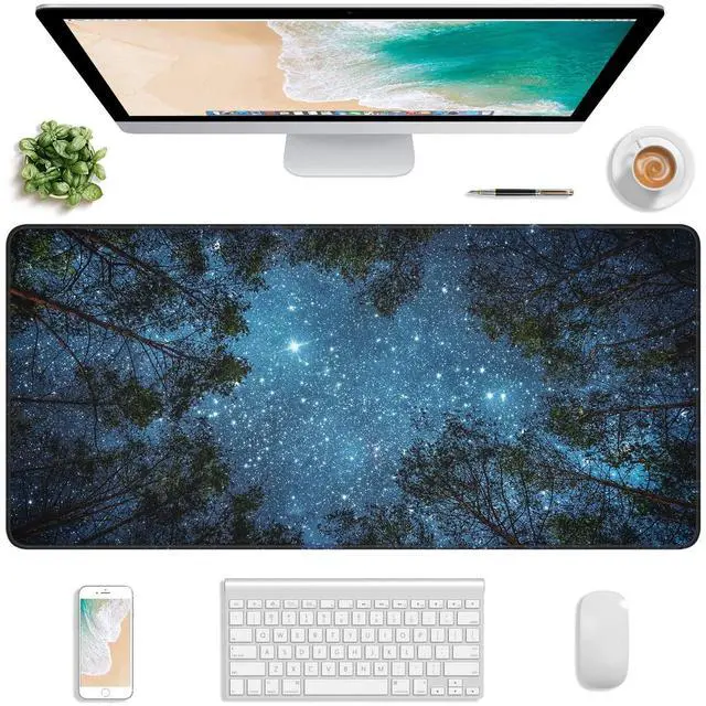 Main image of KEHIPI Extended Gaming Mouse Pad, XXL Large Mouse Mat 30 x 14 Inch, Big Computer Keyboard Mousepad, Waterproof Desk Pad with Stitched Edges and Non-Slip Base for Women Office Gaming, Galaxy Tree
