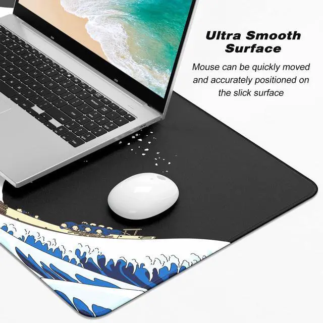 Alt view image 3 of 7 - KEHIPI Extended Gaming Mouse Pad, XXL Large Desk Pad 30 x 14 Inch, Big Computer Keyboard Mousepad, Waterproof Mouse Mat with Stitched Edges and Non-Slip Base for Women Office Gaming, Sea Waves