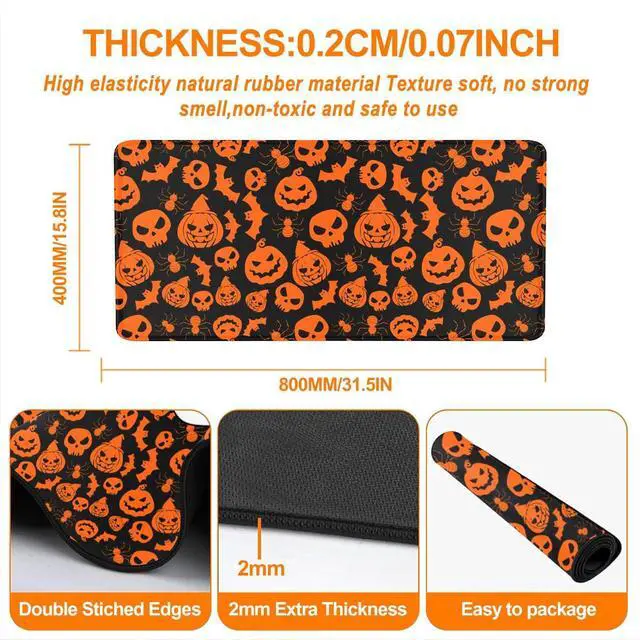 Alt view image 2 of 7 - KEHIPI Halloween Mouse Pad - 31.5×15.8 Inch Gaming Mouse Pad with Stitched Edges for Keyboard and Mouse