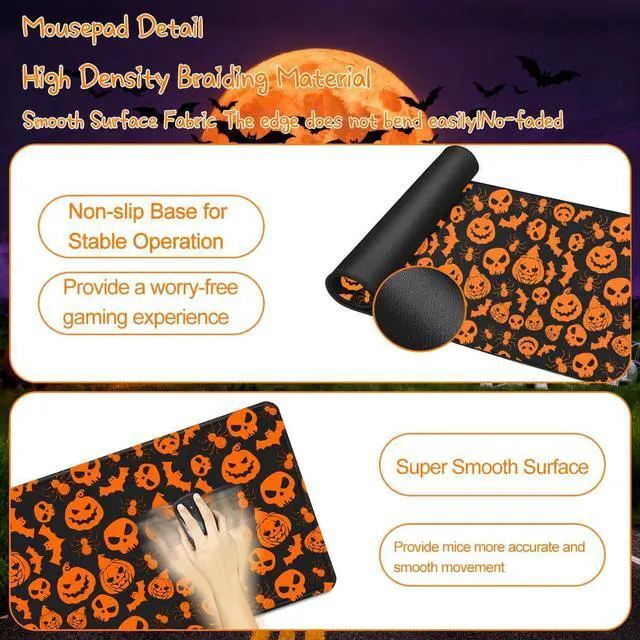 Alt view image 3 of 7 - KEHIPI Halloween Mouse Pad - 31.5×15.8 Inch Gaming Mouse Pad with Stitched Edges for Keyboard and Mouse