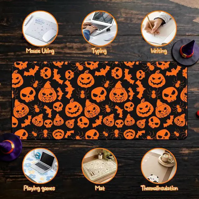 Alt view image 4 of 7 - KEHIPI Halloween Mouse Pad - 31.5×15.8 Inch Gaming Mouse Pad with Stitched Edges for Keyboard and Mouse