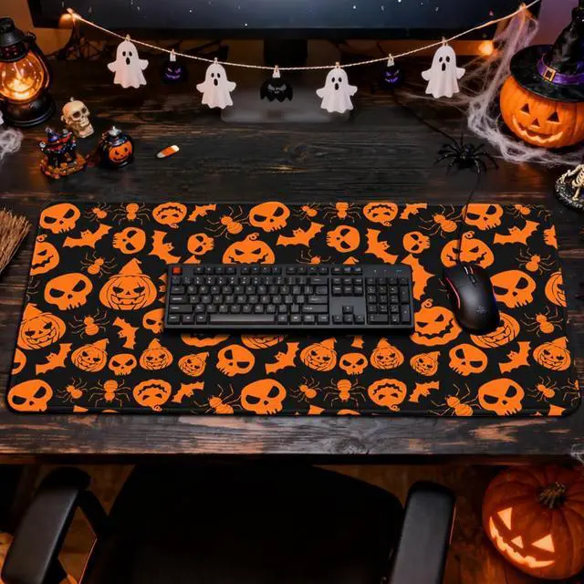 Alt view image 6 of 7 - KEHIPI Halloween Mouse Pad - 31.5×15.8 Inch Gaming Mouse Pad with Stitched Edges for Keyboard and Mouse