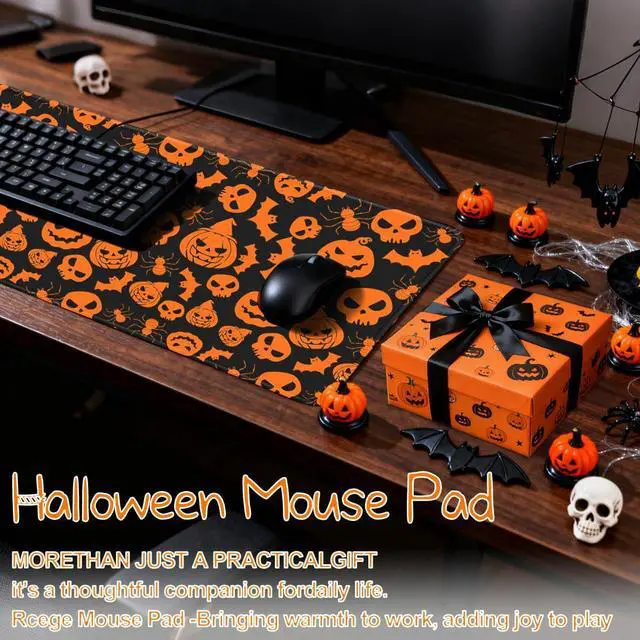 Alt view image 7 of 7 - KEHIPI Halloween Mouse Pad - 31.5×15.8 Inch Gaming Mouse Pad with Stitched Edges for Keyboard and Mouse